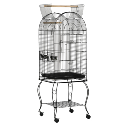 PawHut Large Parrot Bird Cage Aviary Budgies Finch Cockatiel Birds Stand Feeding Station Stand w/ Wheels 51L x 51W x 153H cm - thumbnail 1