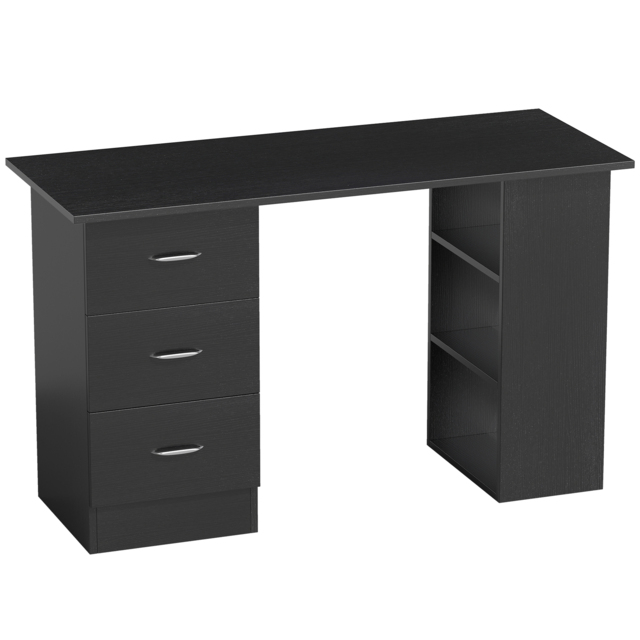 HOMCOM Computer Desk, Home Office Desk, Writing Table, PC Workstation with 3 Storage Shelves and 3 Drawers for Working, Study, 120 x 49 x 72 cm, Black - image 1