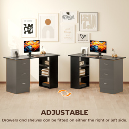 HOMCOM Computer Desk, Home Office Desk, Writing Table, PC Workstation with 3 Storage Shelves and 3 Drawers for Working, Study, 120 x 49 x 72 cm, Black - thumbnail 6