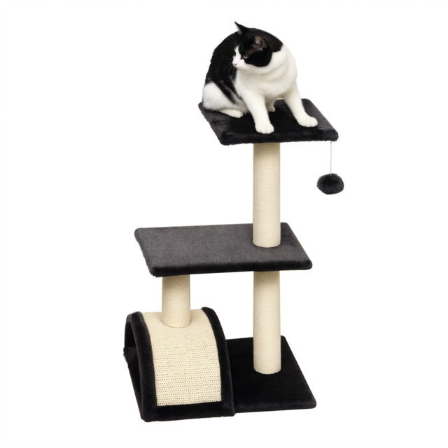 PawHut Cat Tree Tower, 72cm Climbing Activity Centre for Kittens, with Sisal Scratching Post, Pad Arc Perch, and Hanging Ball Toy, Grey - Aosom UK - image 1