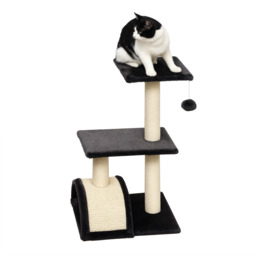 PawHut Cat Tree Tower, 72cm Climbing Activity Centre for Kittens, with Sisal Scratching Post, Pad Arc Perch, and Hanging Ball Toy, Grey - Aosom UK