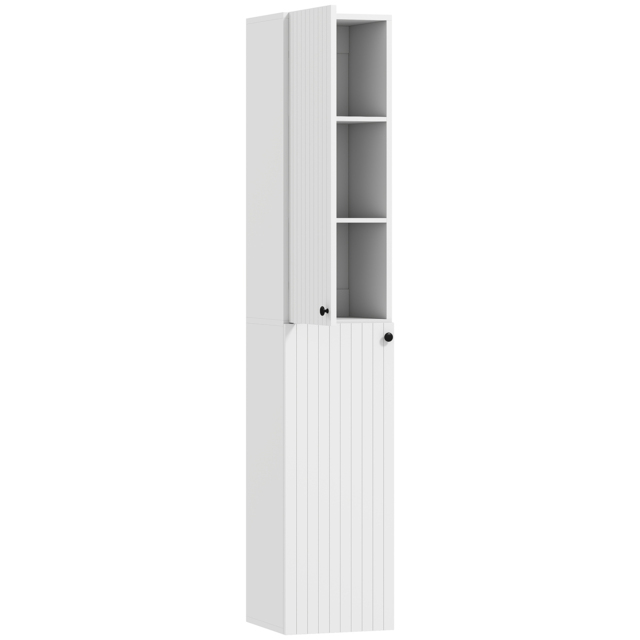HOMCOM Wall Mounted Tall Bathroom Storage Cabinet with Soft-Close Hinges, Slim Bathroom Cabinet with 2 Doors, White - image 1