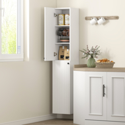 HOMCOM Wall Mounted Tall Bathroom Storage Cabinet with Soft-Close Hinges, Slim Bathroom Cabinet with 2 Doors, White - thumbnail 8