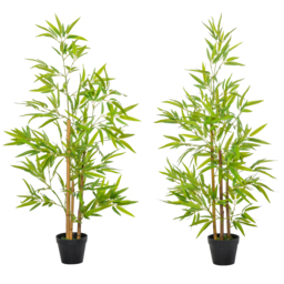 Outsunny Artificial Bamboo Trees, Set of 2, Decorative Plant with Nursery Pot, for Indoor Outdoor Use, 120cm - Aosom UK