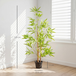 Outsunny Artificial Bamboo Trees, Set of 2, Decorative Plant with Nursery Pot, for Indoor Outdoor Use, 120cm - Aosom UK - thumbnail 3
