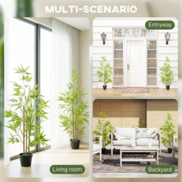Outsunny Artificial Bamboo Trees, Set of 2, Decorative Plant with Nursery Pot, for Indoor Outdoor Use, 120cm - Aosom UK - thumbnail 4