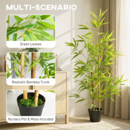 Outsunny Artificial Bamboo Trees, Set of 2, Decorative Plant with Nursery Pot, for Indoor Outdoor Use, 120cm - Aosom UK - thumbnail 5