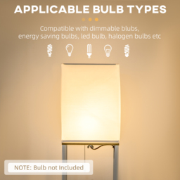 HOMCOM Floor Lamp with Shelves, Floor Standing Lamp w/ 3 Layer Shelf, Fabric Lampshade, Pull Chain Switch for Living Room, Bedroom, White - Aosom UK - thumbnail 7