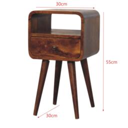 100 % Solid Mango Wood Mini Bedside Table with Drawer and Open Shelf, Hand-Finished Desk with Unique Grain, 30L x 30W x 55H cm, Brown - Aosom UK - thumbnail 3