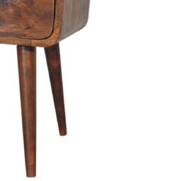 100 % Solid Mango Wood Mini Bedside Table with Drawer and Open Shelf, Hand-Finished Desk with Unique Grain, 30L x 30W x 55H cm, Brown - Aosom UK - thumbnail 5