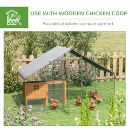 PawHut Large Chicken Coop, Covered Run for Chickens, Galvanised Hen House with Water-Resist Cover, 3 x 1.7 x 1.9m - Aosom UK - thumbnail 5