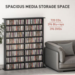 HOMCOM 720 CD/396 DVD/396 Blu-ray Storage Unit - Black - thumbnail 4