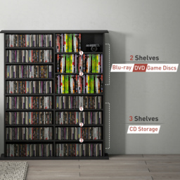 HOMCOM 720 CD/396 DVD/396 Blu-ray Storage Unit - Black - thumbnail 8