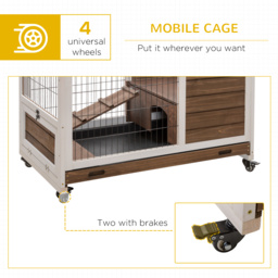PawHut Wooden Indoor Rabbit Hutch w/ Enclosed Run Brown - thumbnail 7