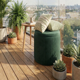 HOMCOM Storage Ottoman Modern Velvet Round Foot Stool for Living Room Bedroom 45 cm Dark Green - thumbnail 9