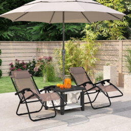 Outsunny Zero Gravity Chair Set of 2, Metal Frame Texteline Armchair Outdoor Folding and Reclining Sun Lounger with Head Pillow for Patio Decking Gardens Camping, Beige - thumbnail 2