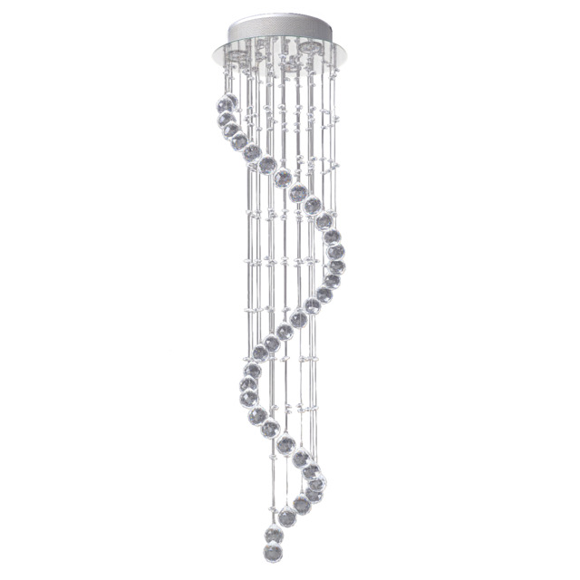 HOMCOM Modern Crystal Chandelier Ceiling Light Pendant Lamp Chrome Finish Glass Droplets New, 160 Octagons, Ф30 x 120cm - image 1