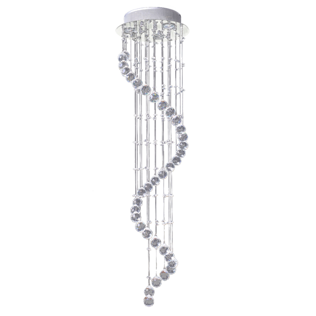 HOMCOM Modern Crystal Chandelier Ceiling Light Pendant Lamp Chrome Finish Glass Droplets New, 160 Octagons, Ф30 x 120cm - image 1
