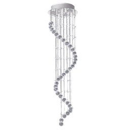 HOMCOM Modern Crystal Chandelier Ceiling Light Pendant Lamp Chrome Finish Glass Droplets New, 160 Octagons, Ф30 x 120cm