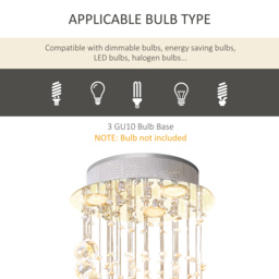 HOMCOM Modern Crystal Chandelier Ceiling Light Pendant Lamp Chrome Finish Glass Droplets New, 160 Octagons, Ф30 x 120cm - thumbnail 6