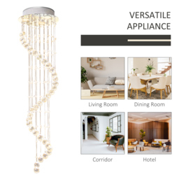 HOMCOM Modern Crystal Chandelier Ceiling Light Pendant Lamp Chrome Finish Glass Droplets New, 160 Octagons, Ф30 x 120cm - thumbnail 7