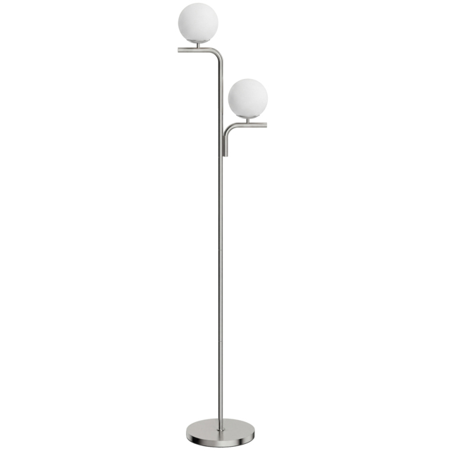HOMCOM LED Floor Lamp, Modern Standing Lamp with 3 Colour Temperatures, Globe Glass Shades and Foot Switch, Silver Tone - image 1