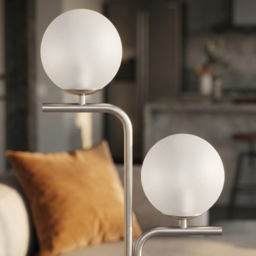 HOMCOM LED Floor Lamp, Modern Standing Lamp with 3 Colour Temperatures, Globe Glass Shades and Foot Switch, Silver Tone - thumbnail 8