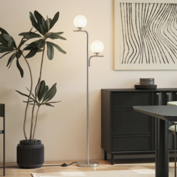 HOMCOM LED Floor Lamp, Modern Standing Lamp with 3 Colour Temperatures, Globe Glass Shades and Foot Switch, Silver Tone - thumbnail 7