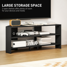HOMCOM Corner TV Stand with 2 Open Shelves for 47 Inch TV - Black - thumbnail 5