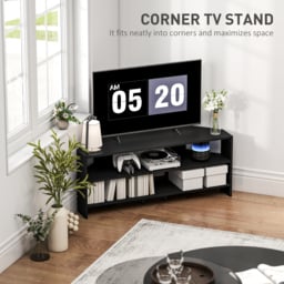 HOMCOM Corner TV Stand with 2 Open Shelves for 47 Inch TV - Black - thumbnail 4