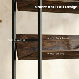 HOMCOM Bookshelf 5-Tier Metal Frame Room Divider Bookcase Storage Shelves for Living Room Rustic Brown - thumbnail 6