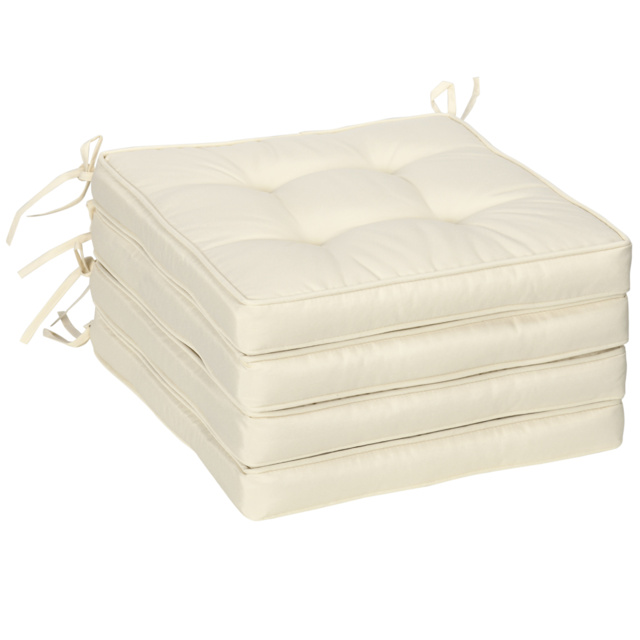 Outsunny Replacement Dining Chair Seat Pad, Garden Seat Cushion with Ties, 40 x 40cm, Cream White - Aosom UK - image 1