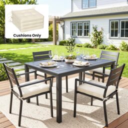 Outsunny Replacement Dining Chair Seat Pad, Garden Seat Cushion with Ties, 40 x 40cm, Cream White - Aosom UK - thumbnail 8