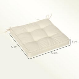 Outsunny Replacement Dining Chair Seat Pad, Garden Seat Cushion with Ties, 40 x 40cm, Cream White - Aosom UK - thumbnail 3