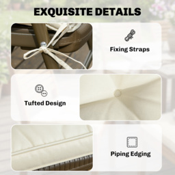 Outsunny Replacement Dining Chair Seat Pad, Garden Seat Cushion with Ties, 40 x 40cm, Cream White - Aosom UK - thumbnail 6