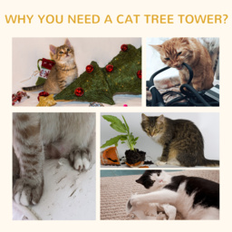PawHut Cat Scratching Tree, Post with Activity Centre, Climber, Hanging Ball, Plush Cover, Beige - Aosom UK - thumbnail 7