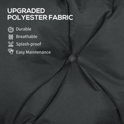 Outsunny Garden Bench Cushion: Cosy Outdoor Seating Pad with Back Support and Ties, Black, 98 x 150 cm - Aosom UK - thumbnail 4