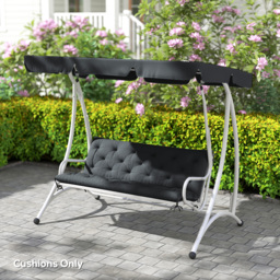 Outsunny Garden Bench Cushion: Cosy Outdoor Seating Pad with Back Support and Ties, Black, 98 x 150 cm - Aosom UK - thumbnail 8