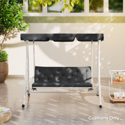 Outsunny Garden Bench Cushion: Cosy Outdoor Seating Pad with Back Support and Ties, Black, 98 x 150 cm - Aosom UK - thumbnail 9