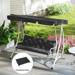 Outsunny Garden Bench Cushion: Cosy Outdoor Seating Pad with Back Support and Ties, Black, 98 x 150 cm - Aosom UK - thumbnail 2