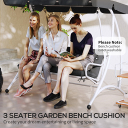 Outsunny Garden Bench Cushion: Cosy Outdoor Seating Pad with Back Support and Ties, Black, 98 x 150 cm - Aosom UK - thumbnail 7