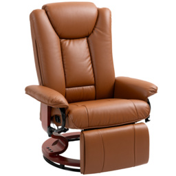 HOMCOM Faux Leather Recliner Chair - Brown - thumbnail 1
