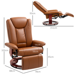 HOMCOM Faux Leather Recliner Chair - Brown - thumbnail 3