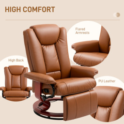 HOMCOM Faux Leather Recliner Chair - Brown - thumbnail 7