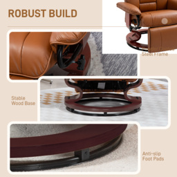 HOMCOM Faux Leather Recliner Chair - Brown - thumbnail 8