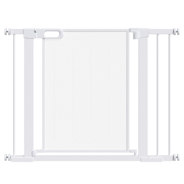 PawHut Pressure Fit Safety Gate for Doorways and Staircases, Dog Gate w/ Auto Closing Door, Pet Barrier for Hallways w/ Double Locking - White - image 1