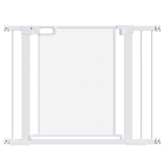 PawHut Pressure Fit Safety Gate for Doorways and Staircases, Dog Gate w/ Auto Closing Door, Pet Barrier for Hallways w/ Double Locking - White - image 1