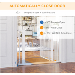 PawHut Pressure Fit Safety Gate for Doorways and Staircases, Dog Gate w/ Auto Closing Door, Pet Barrier for Hallways w/ Double Locking - White - thumbnail 5