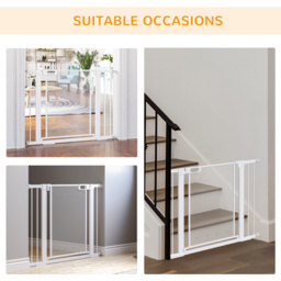 PawHut Pressure Fit Safety Gate for Doorways and Staircases, Dog Gate w/ Auto Closing Door, Pet Barrier for Hallways w/ Double Locking - White - thumbnail 7
