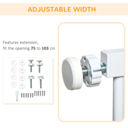 PawHut Pressure Fit Safety Gate for Doorways and Staircases, Dog Gate w/ Auto Closing Door, Pet Barrier for Hallways w/ Double Locking - White - thumbnail 6